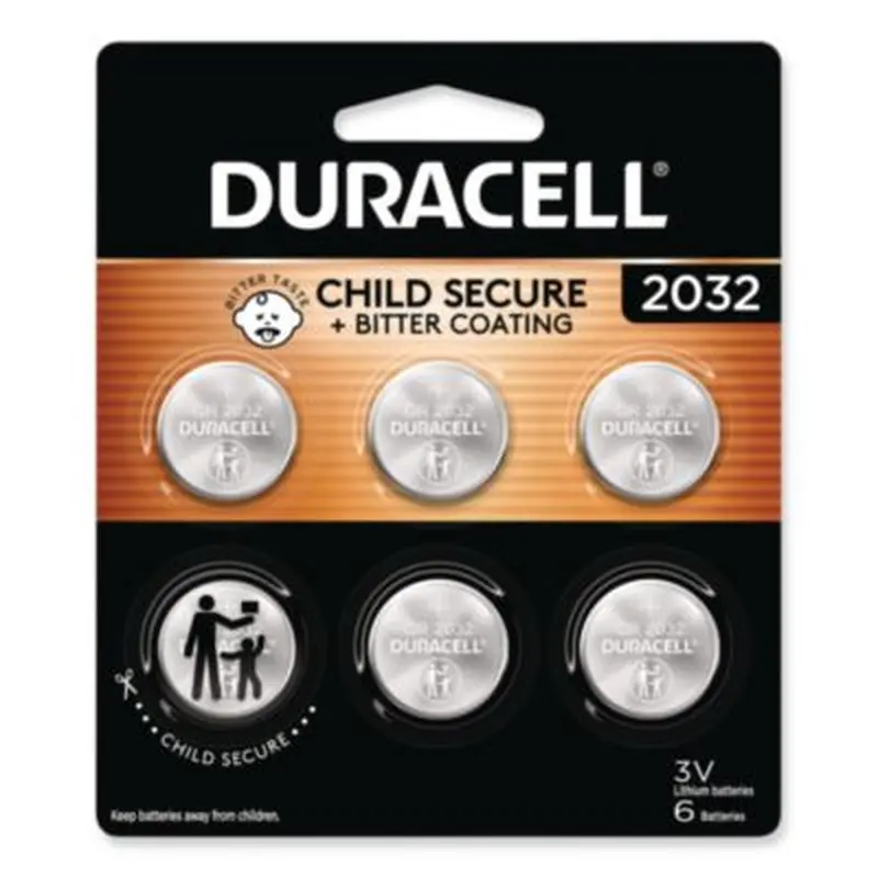 Lithium Coin Batteries With Bitterant, 2032, 6/Pack - Batteries | Duracell