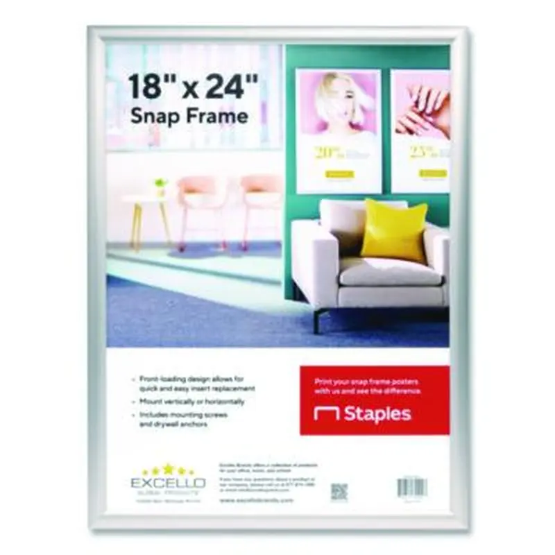 Poster Holder, Aluminum, 18 x 24, Silver - Frames | Excello Global Products