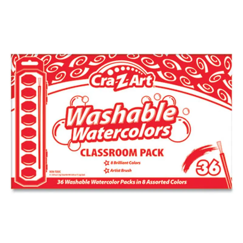 Washable Watercolor Classroom Pack, 8-Color Kits (Assorted Colors), 36 Kits/Box - Paint | Cra-Z-Art