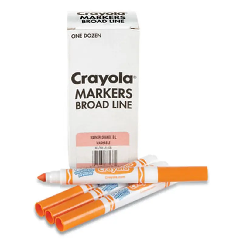 Broad Line Washable Markers, Broad Bullet Tip, Orange, 12/Box - Markers | Crayola