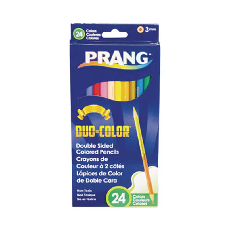 Duo-Color Colored Pencil Sets, 3 mm, 2B, Assorted Lead and Barrel Colors, Dozen - Pencils | Prang