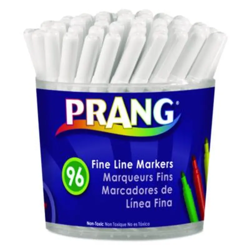 Fine Line Markers, Fine Bullet Tip, Assorted Colors, 96/Set - Markers | Prang