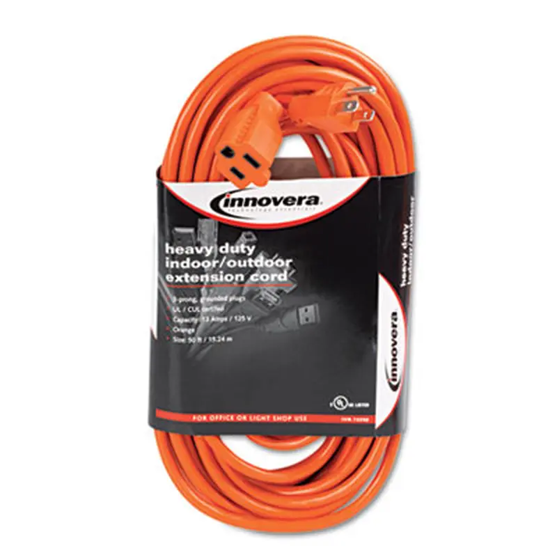 Indoor/Outdoor Extension Cord, 50 ft, 13 A, Orange - Extension Cords | Innovera