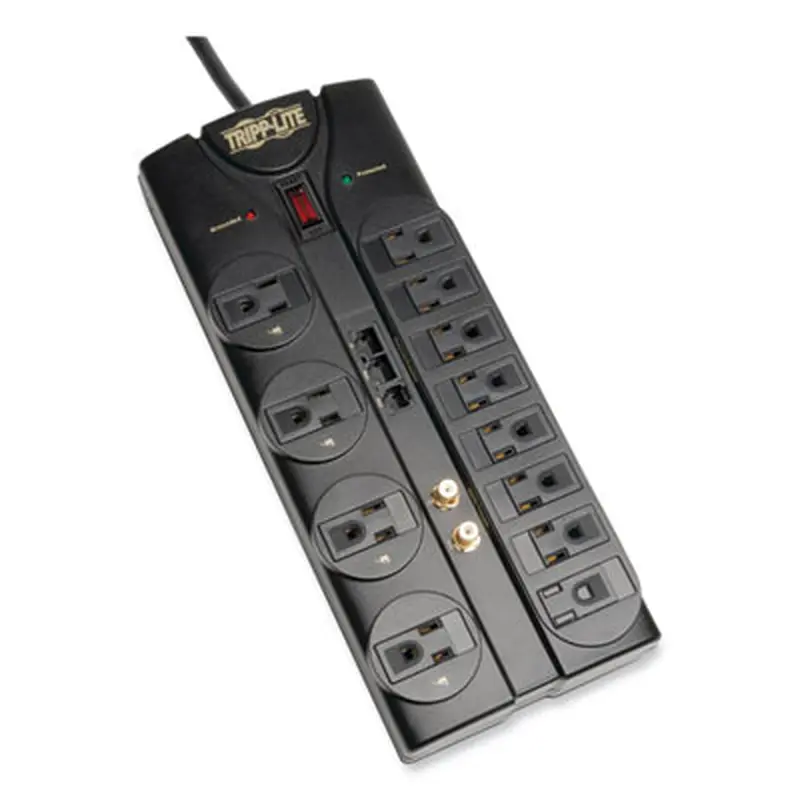 Protect It! Surge Protector, 12 AC Outlets, 8 ft Cord, 2,880 J, Black - Surge Protectors | Tripp Lite by Eaton