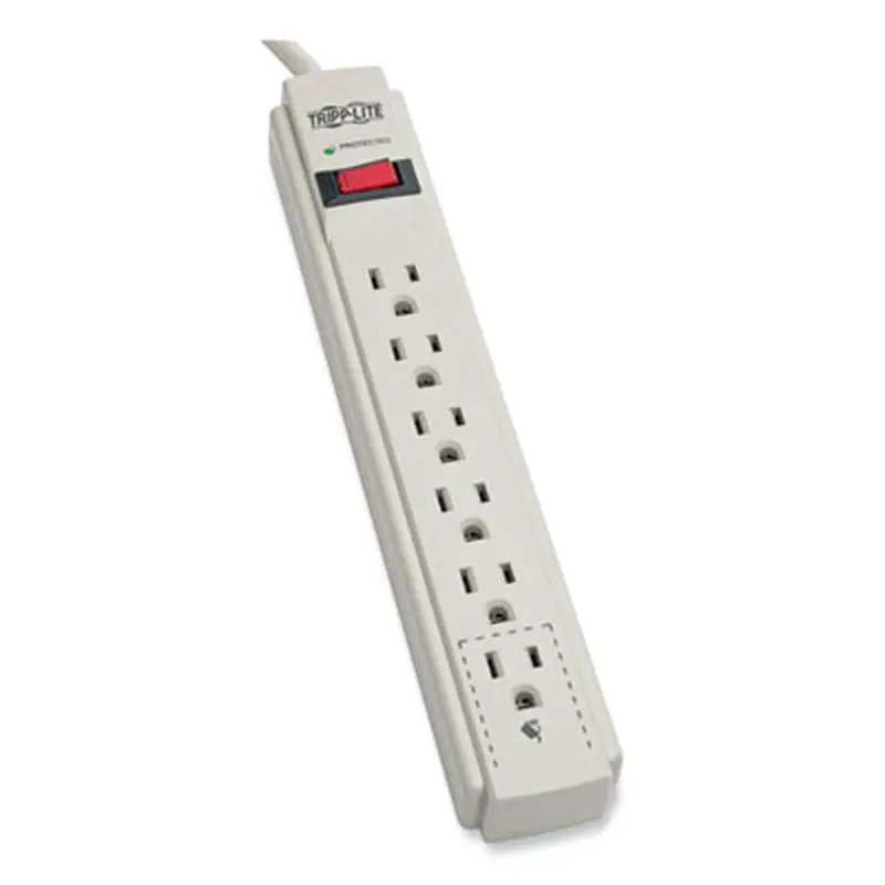 Protect It! Surge Suppressor, 6 AC Outlets, 4 ft Cord, 790 J, Light Gray - Surge Protectors | Tripp Lite by Eaton