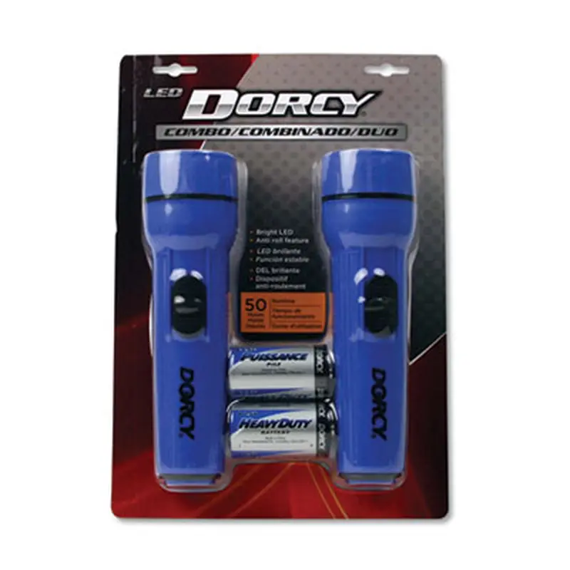 LED Flashlight Pack, 1 D Battery (Included), Blue, 2/Pack - Flashlights | DORCY