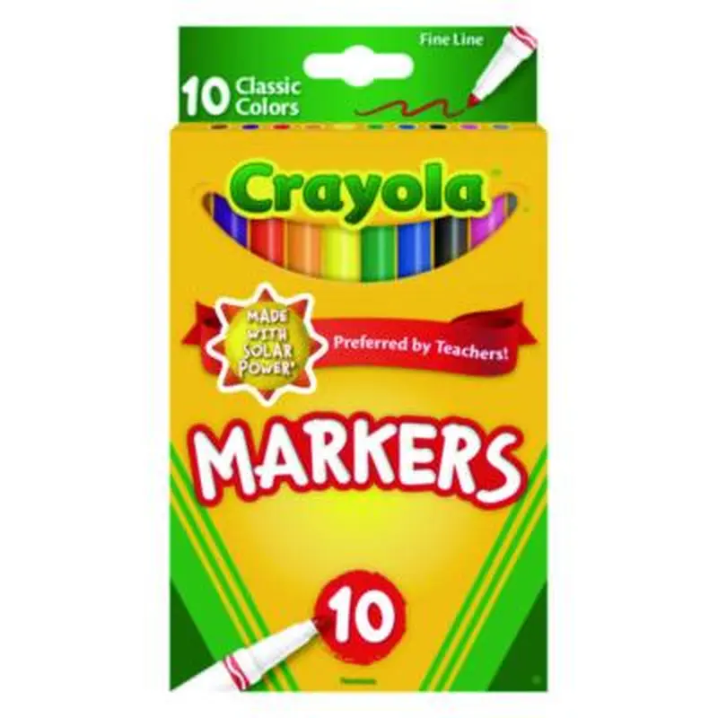 Non-Washable Marker, Fine Bullet Tip, Assorted Classic Colors, 10/Pack - Markers | Crayola