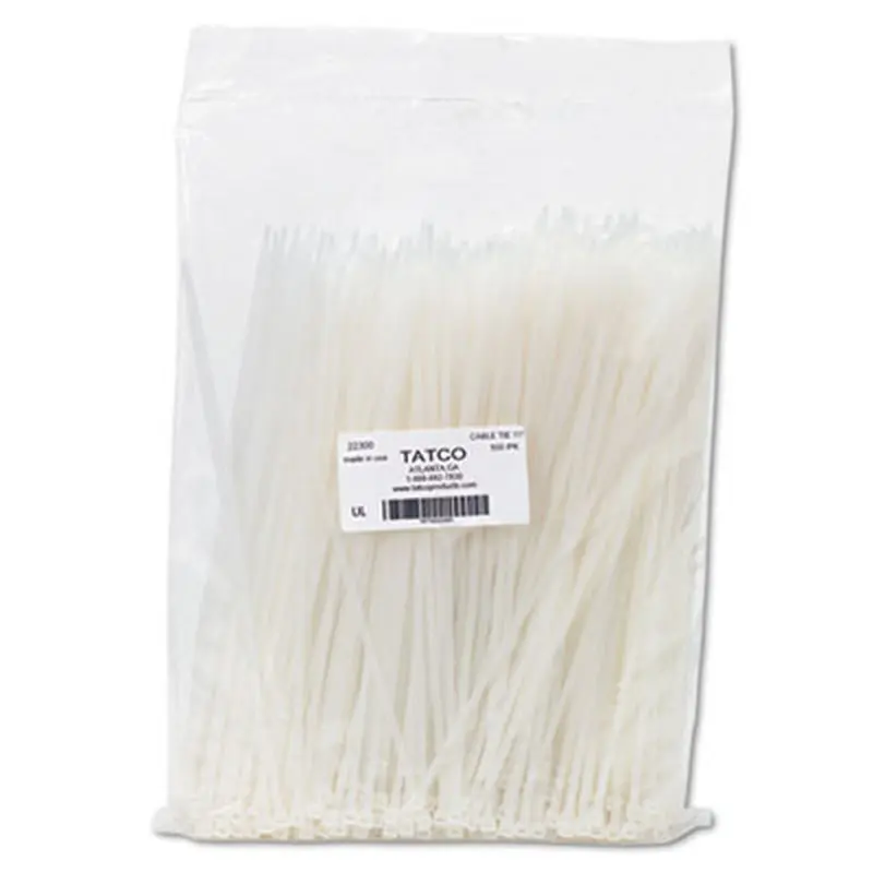 Nylon Cable Ties, 11 x 0.19, 50 lb, Natural, 500/Pack - Cable Management | Tatco