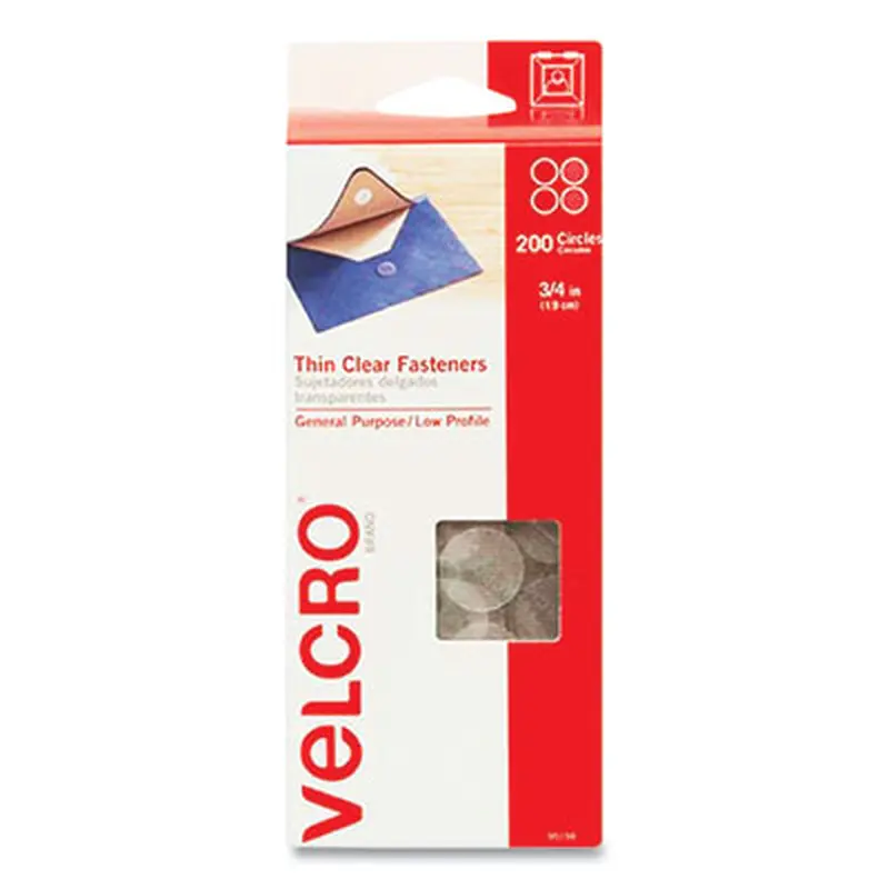 Sticky-Back Fasteners, Complete Sets, 0.75" dia, Clear, 200/Pack - Hook & Loop Fasteners | VELCRO Brand