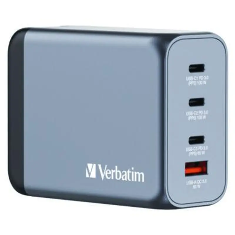 200 W 4-Port GaN Wall Charger, Black/Gray - Adapters/Chargers | Verbatim