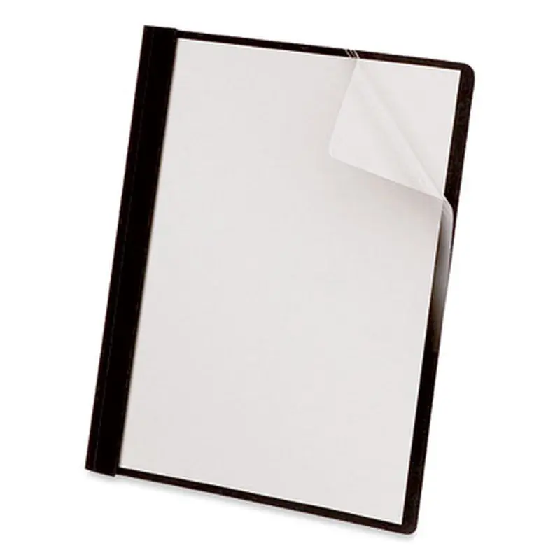 Clear Front Report Cover, Prong Fastener, 0.5" Capacity, 8.5 x 11, Clear/Black, 25/Box - Report Covers | Universal