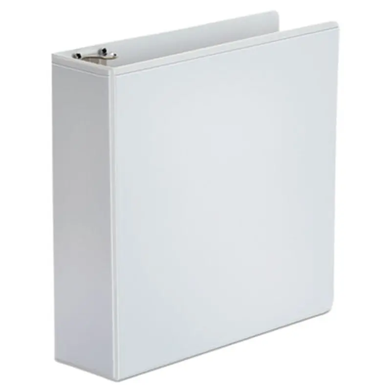 Economy Round Ring View Binder, 3 Rings, 3" Capacity, 11 x 8.5, White - Binders | Universal