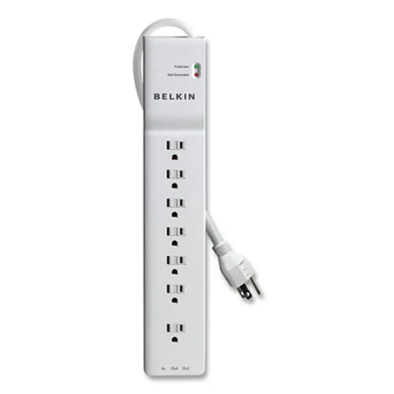 Home/Office Surge Protector, 7 AC Outlets, 6 ft Cord, 2,320 J, White - Surge Protectors | Belkin