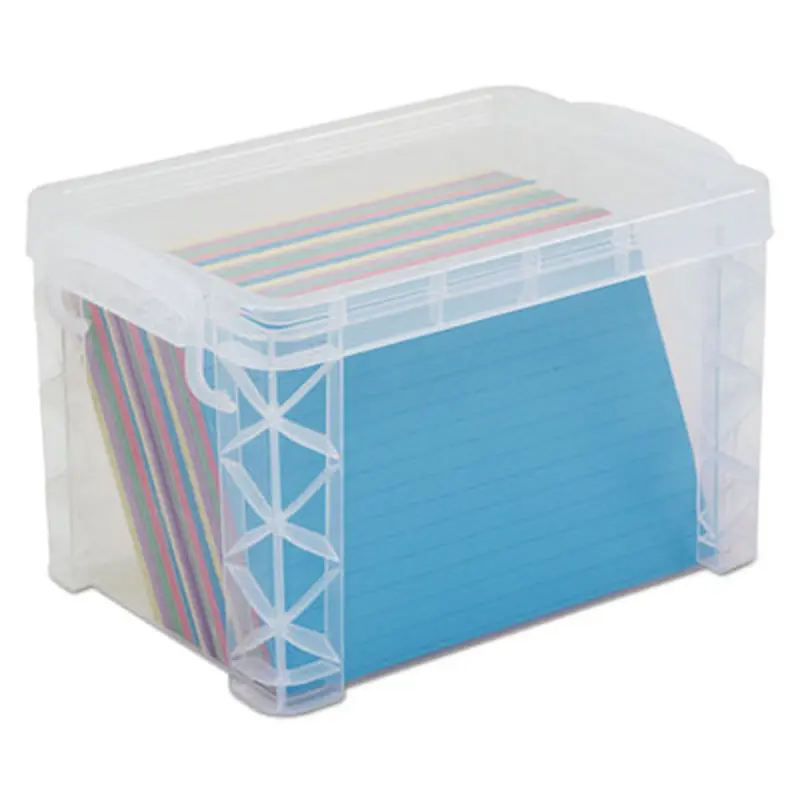 Super Stacker Storage Boxes, Holds 500 4 x 6 Cards, 7.25 x 5 x 4.75, Plastic, Clear - Card Holders | Advantus