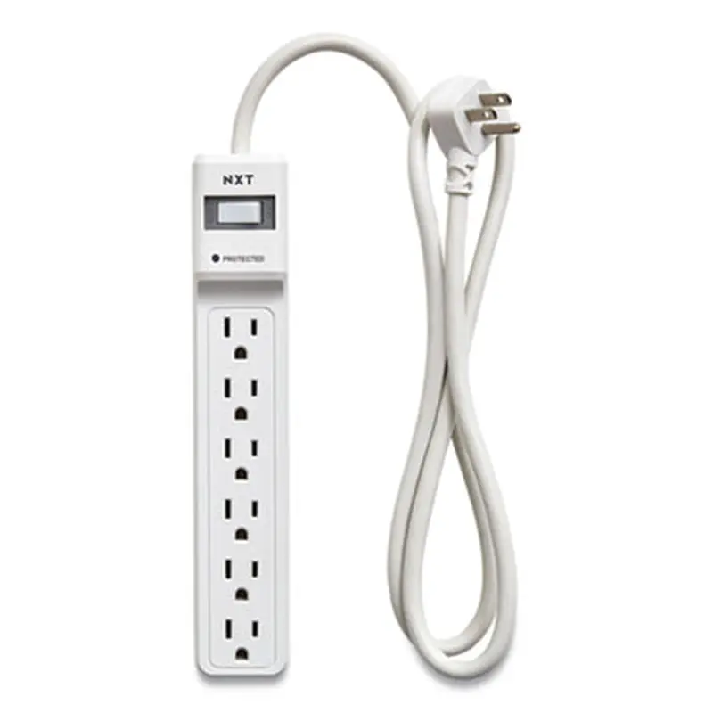 Surge Protector, 6 AC Outlets, 4 ft Cord, 600 J, White - Surge Protectors | NXT Technologies