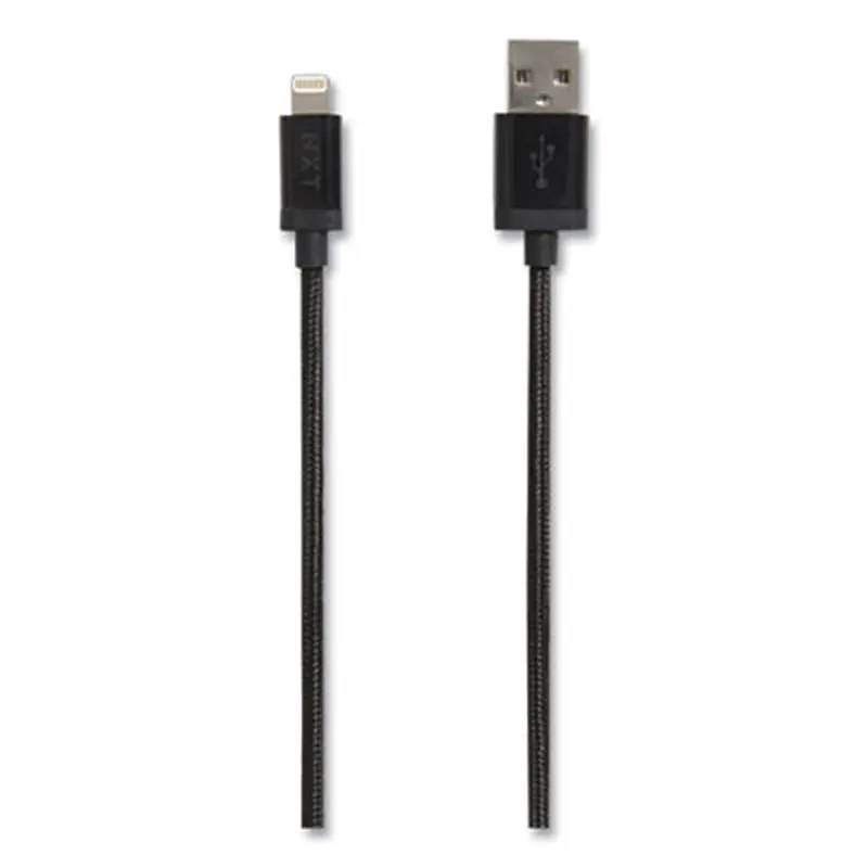 Braided Apple Lightning Cable to USB-A Cable, 4 ft, Black - Adapters/Chargers | NXT Technologies