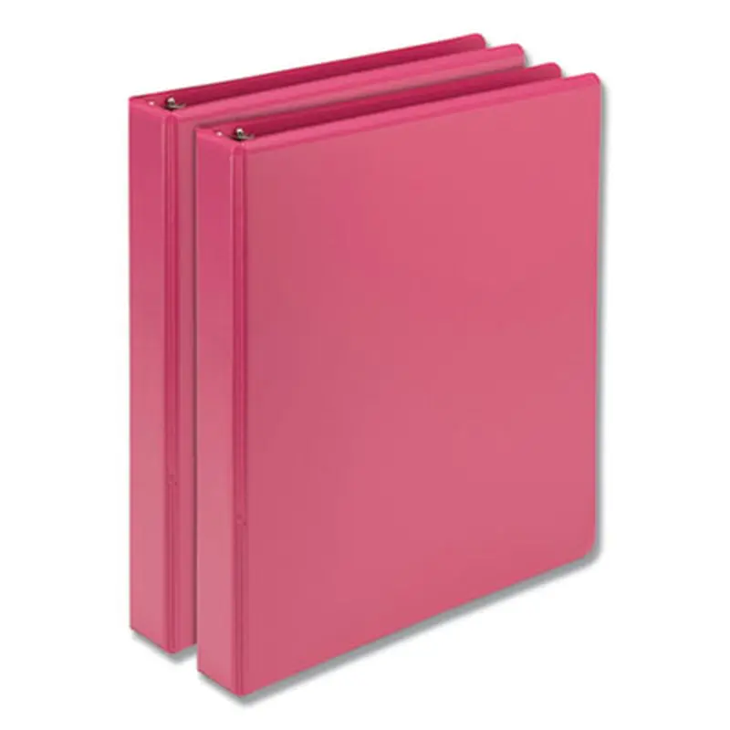 Earth's Choice Plant-Based Durable Fashion View Binder, 3 Rings, 1" Capacity, 11 x 8.5, Berry, 2/Pack - Binders | Samsill
