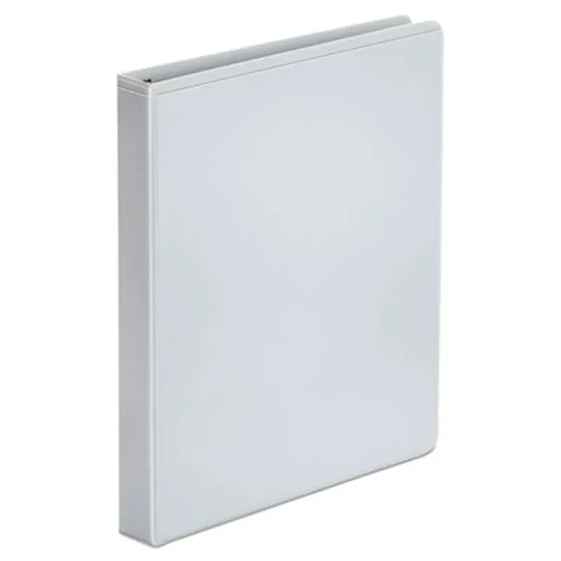 Economy Round Ring View Binder, 3 Rings, 1" Capacity, 11 x 8.5, White - Binders | Universal