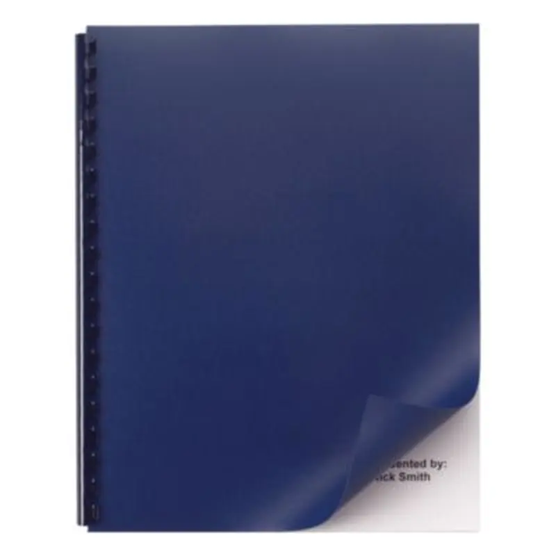 Opaque Plastic Presentation Covers for Binding Systems, Plastic, Square Corners, 11 x 8.5, Navy, 50/Pack - Binding Systems Covers | GBC