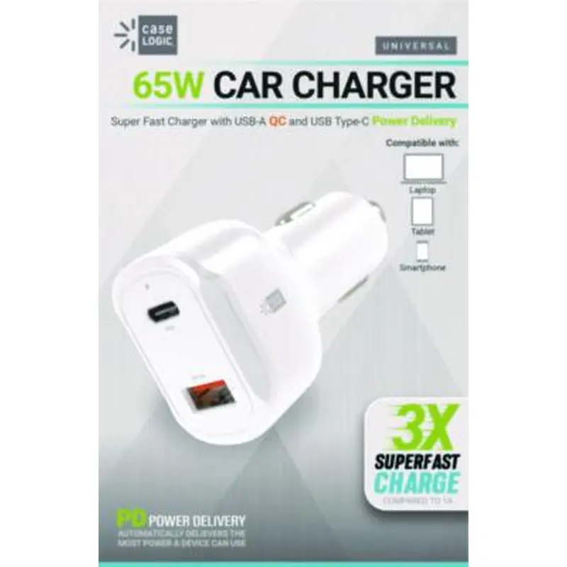 PD Car Charger, 60 W, Two 2 A Ports, White - Adapters/Chargers | ByTech