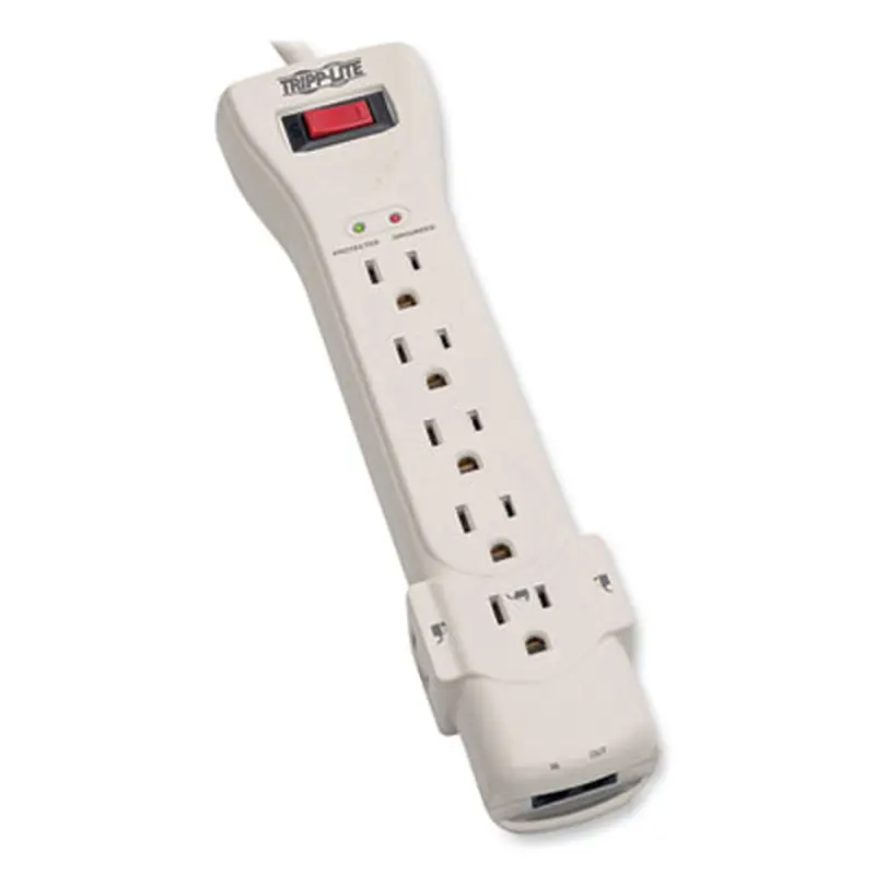 Protect It! Surge Suppressor, 7 AC Outlets, 15 ft Cord, 2,520 J, Light Gray - Surge Protectors | Tripp Lite by Eaton
