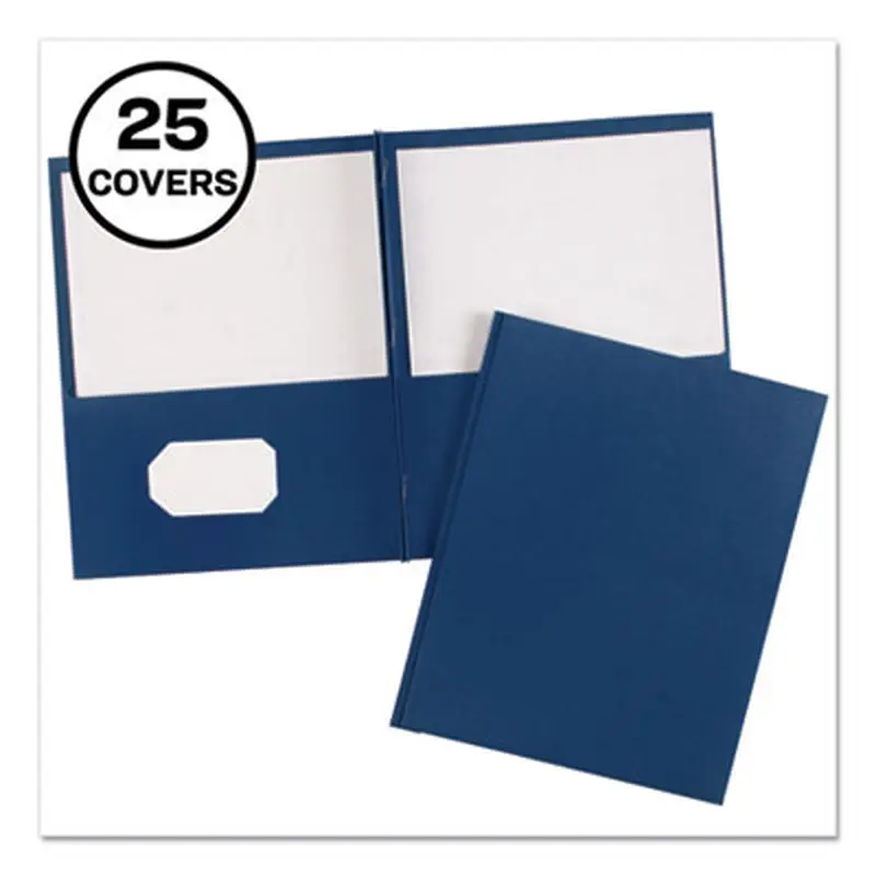 Two-Pocket Folder, Prong Fastener, 0.5" Capacity, 11 x 8.5, Dark Blue, 25/Box - Pocket Folders | Avery