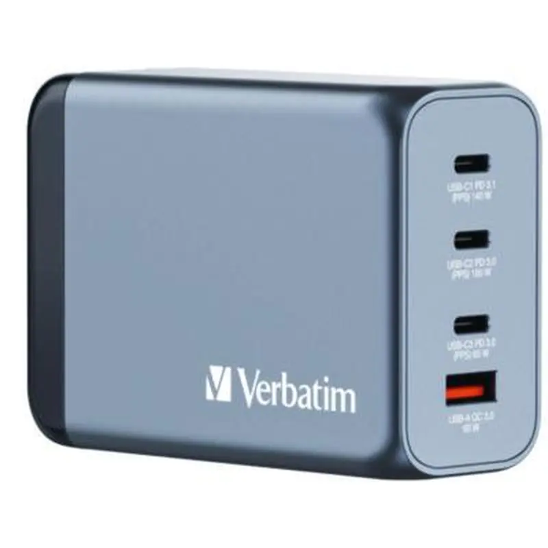 240 W 4-Port GaN Wall Charger, Black/Gray - Adapters/Chargers | Verbatim