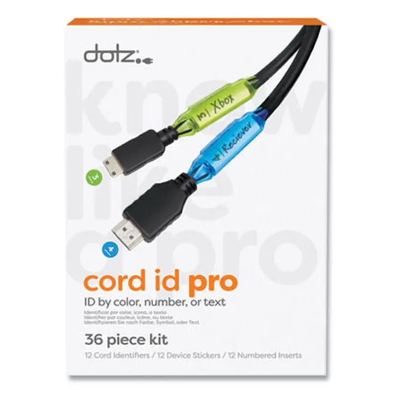 Cord ID PRO, (12) Cable Identifiers, (12) Device Stickers, (12) Customizable Inserts - Cable Management | dotz