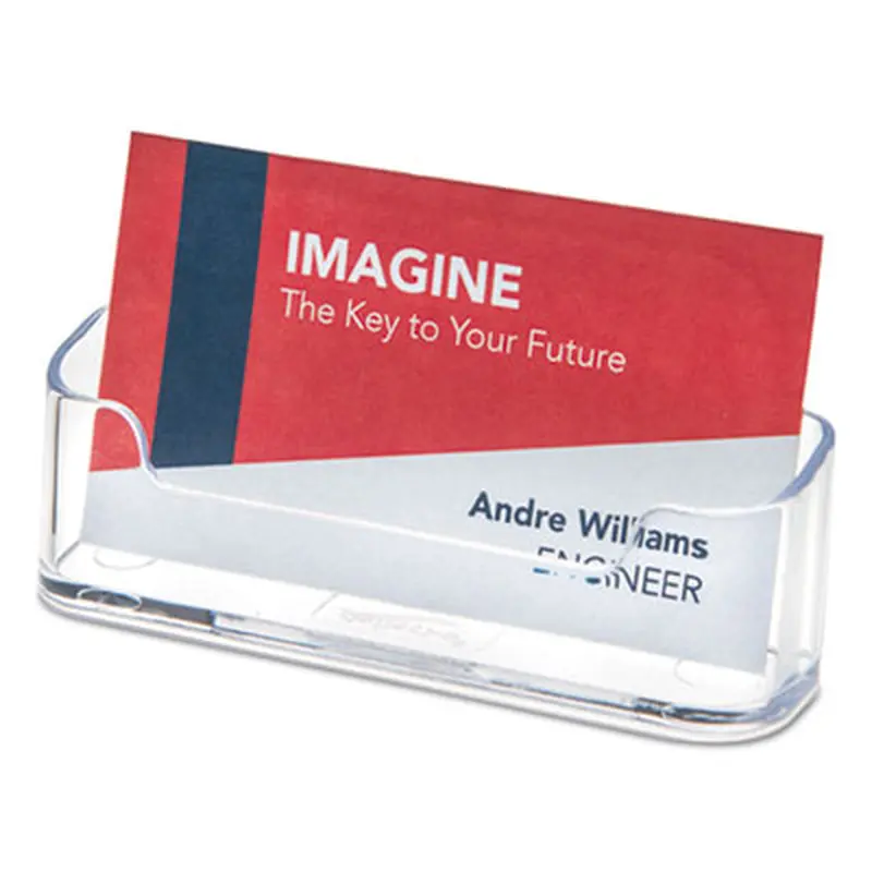Horizontal Business Card Holder, Holds 50 Cards, 3.88 x 1.38 x 1.81, Plastic, Clear - Card Holders | deflecto