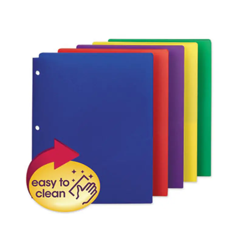 Poly Snap-In Two-Pocket Folder, 50-Sheet Capacity, 11 x 8.5, Assorted, 10/Pack - Pocket Folders | Smead