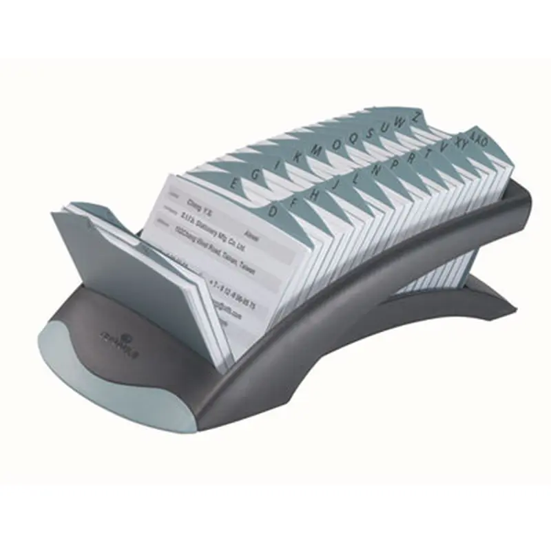 TELINDEX Desk Address Card File, Holds 500 2.88 x 4.13 Cards, 5.13 x 9.31 x 3.56, Plastic, Graphite/Black - Card Holders | Durable