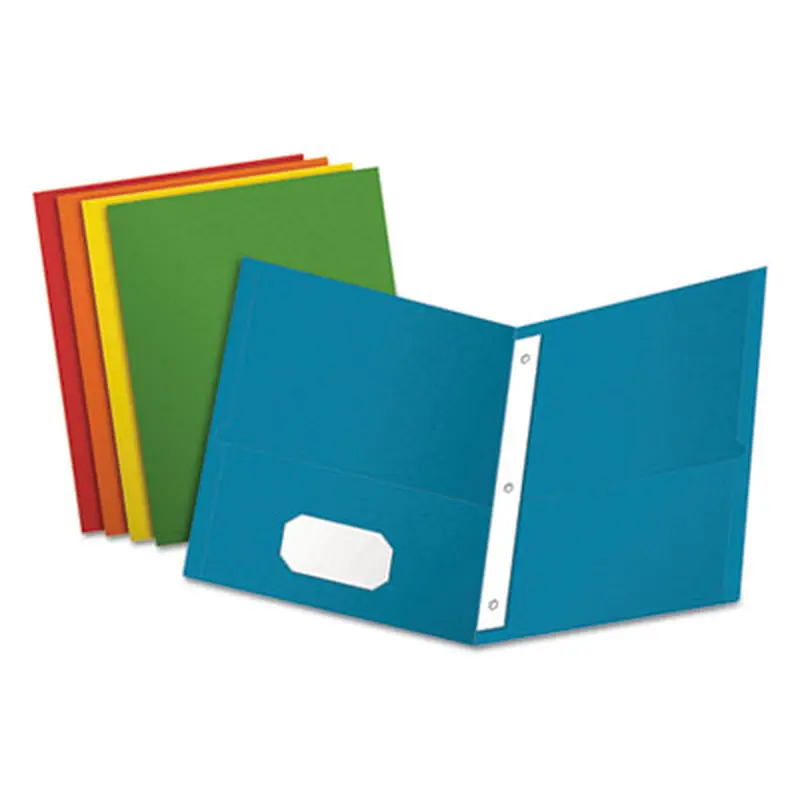 Twin-Pocket Folders with 3 Fasteners, 0.5" Capacity, 11 x 8.5, Assorted, 25/Box - Pocket Folders | Oxford