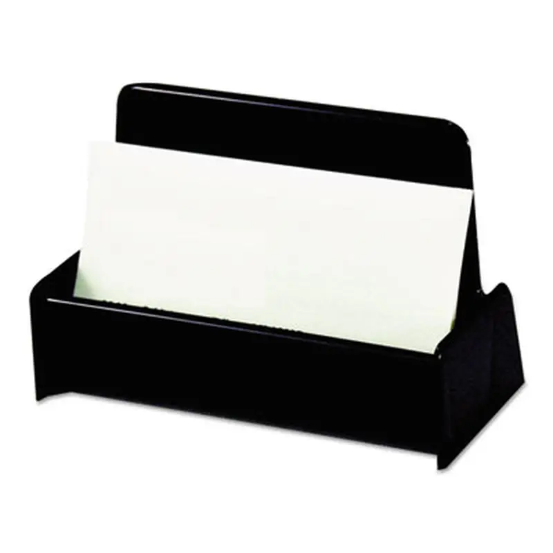 Business Card Holder, Holds 50 2 x 3.5 Cards, 3.75 x 1.81 x 1.38, Plastic, Black - Card Holders | Universal