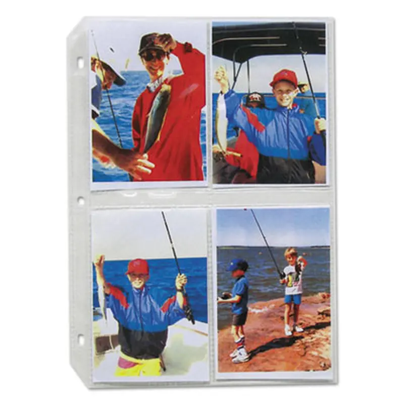 Clear Photo Pages for Eight 3.5 x 5 Photos, 3-Hole Punched, 11.25 x 8.13, 50/Box - Photo Albums | C-Line