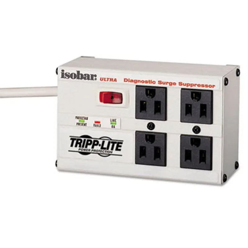 Isobar Premium Surge Suppressor, 4 AC Outlets, 6 ft Cord, 3,330 J, Light Gray - Surge Protectors | Tripp Lite by Eaton