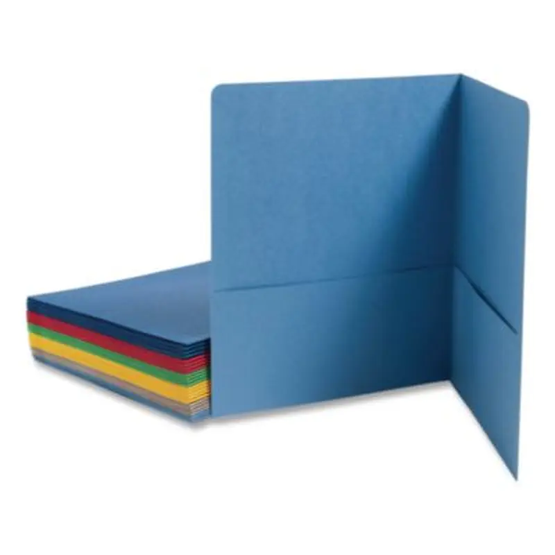 Two-Pocket Folder, Textured Paper, 100-Sheet Capacity, 11 x 8.5, Assorted, 25/Box - Pocket Folders | Smead