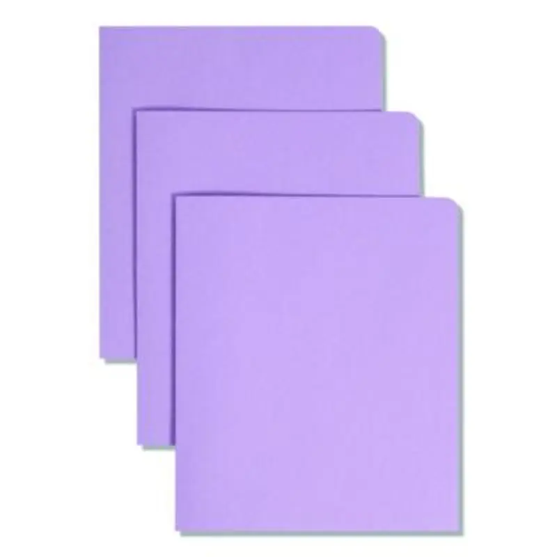Two-Pocket Folder, Textured Paper, 100-Sheet Capacity, 11 x 8.5, Lavender, 25/Box - Pocket Folders | Smead