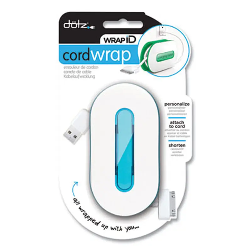 WrapID, Holds up to 6 ft of Cord, Blue - Cable Management | dotz
