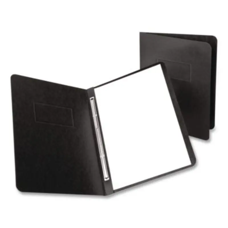 Heavyweight PressGuard and Pressboard Report Cover w/Reinforced Side Hinge, 2-Prong Metal Fastener, 3" Cap, 8.5 x 11, Black - Report Covers | Oxford