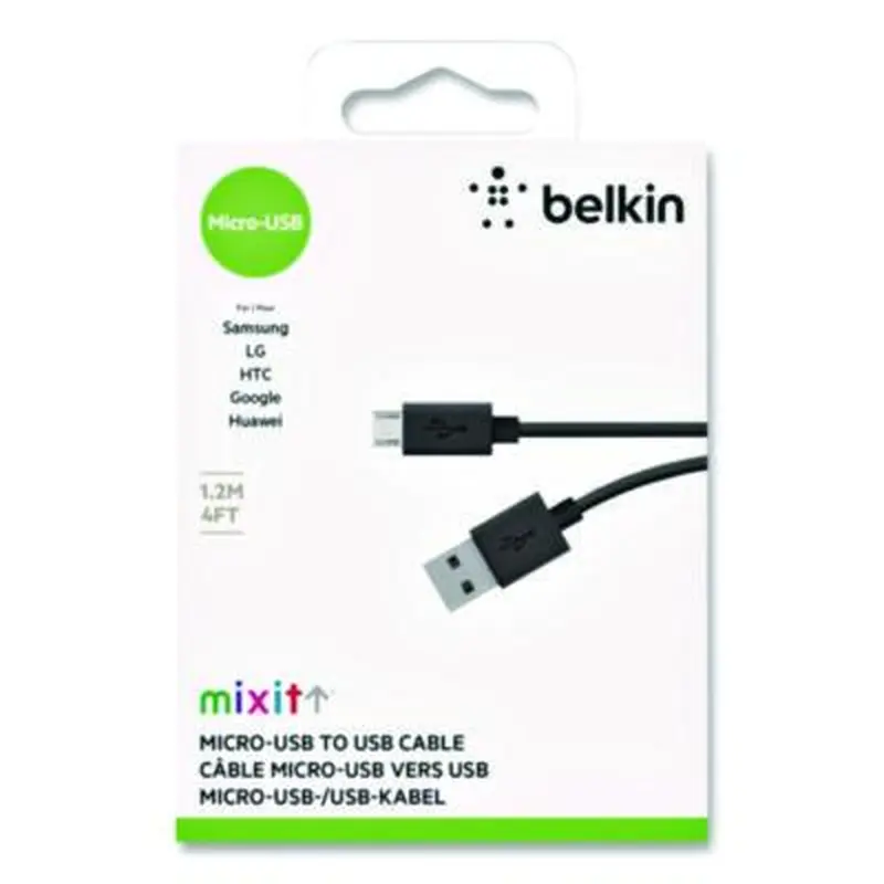 MIXIT Micro USB ChargeSync Cable, 4 ft, Black - Adapters/Chargers | Belkin