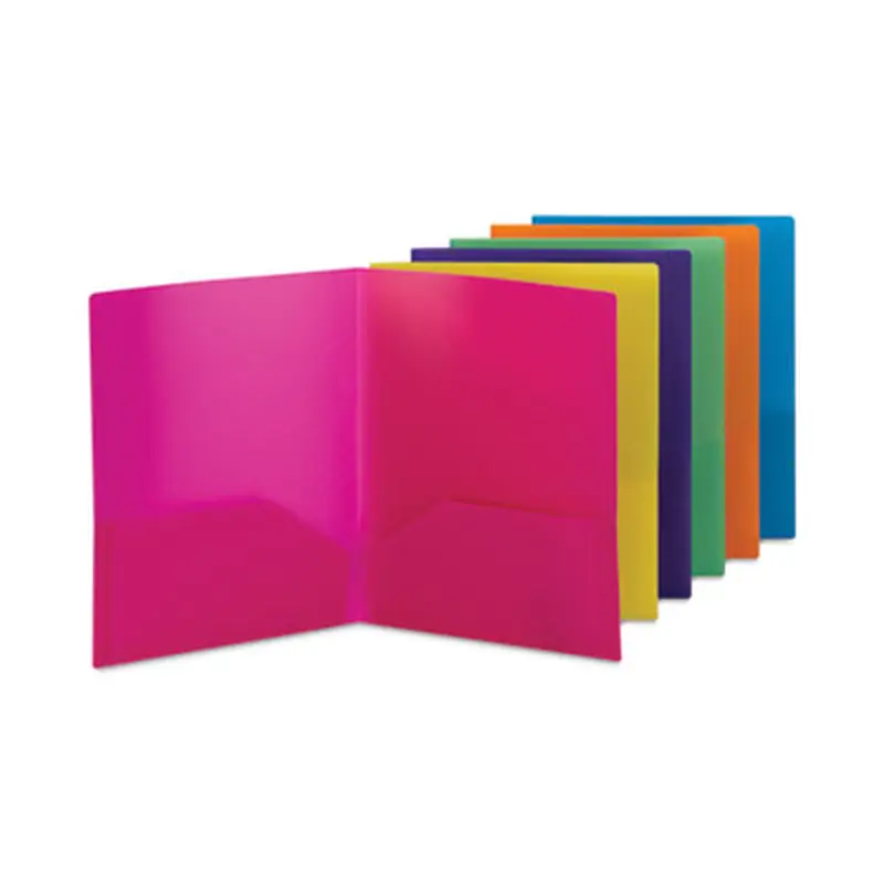 Poly Two-Pocket Folders, 100-Sheet Capacity, 11 x 8.5, Assorted, 6/Pack - Pocket Folders | Smead