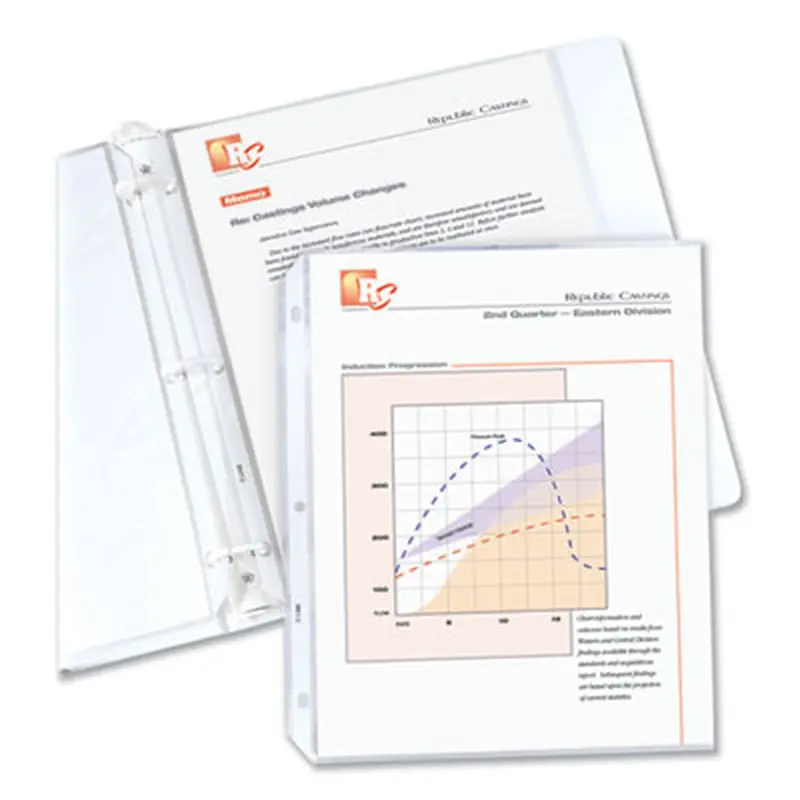 Standard Weight Polypropylene Sheet Protectors, Medium-Duty, Side: 3-Hole Punched, Top Load 8.5 x 11 Insert, Clear, 100/Box - Sheet Protectors | C-Line