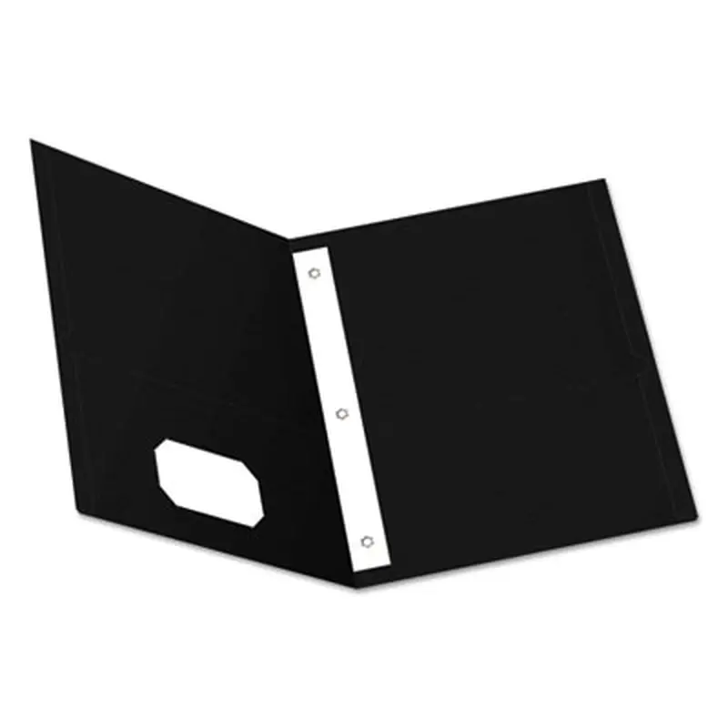 Twin-Pocket Folders with 3 Fasteners, 0.5" Capacity, 11 x 8.5, Black 25/Box - Pocket Folders | Oxford