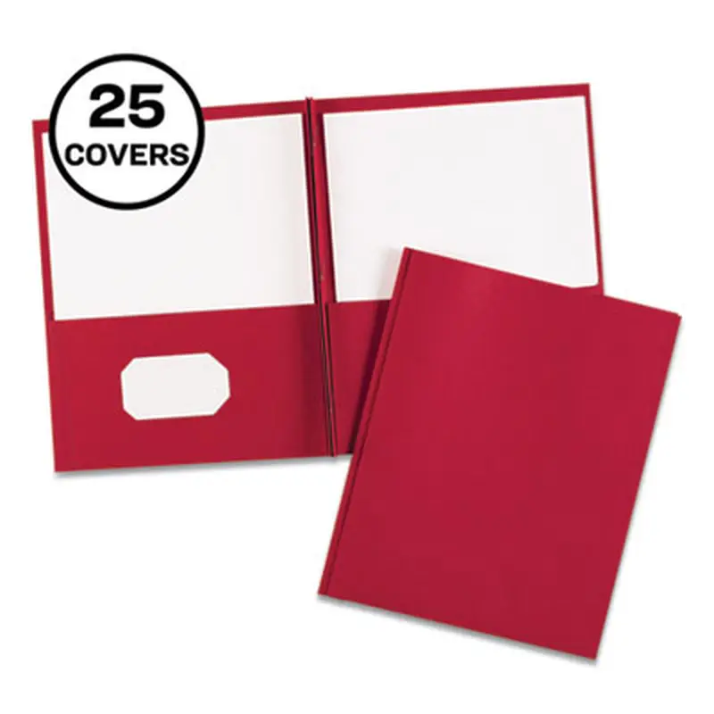Two-Pocket Folder, Prong Fastener, 0.5" Capacity, 11 x 8.5, Red, 25/Box - Pocket Folders | Avery