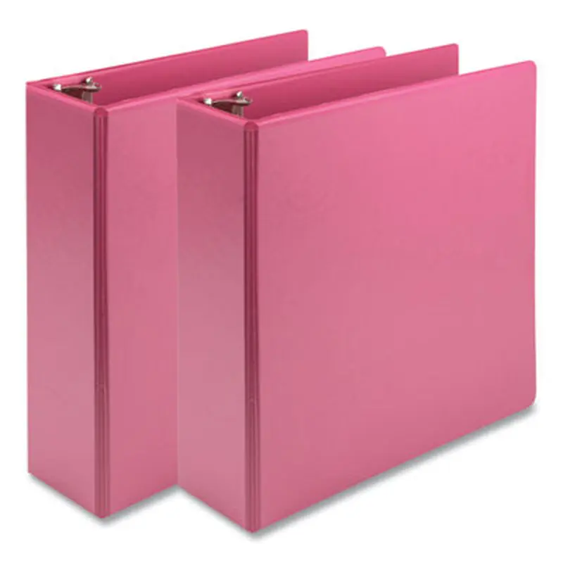 Earth's Choice Plant-Based Economy Round Ring View Binders, 3 Rings, 3" Capacity, 11 x 8.5, Pink, 2/Pack - Binders | Samsill