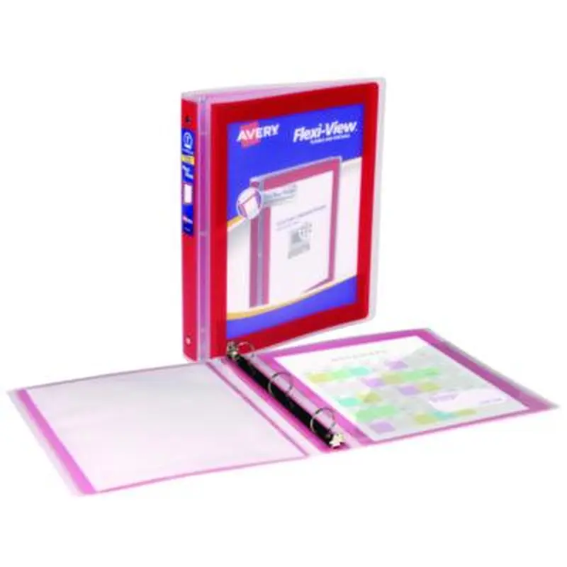 Flexi-View Binder with Round Rings, 3 Rings, 1" Capacity, 11 x 8.5, Red - Binders | Avery