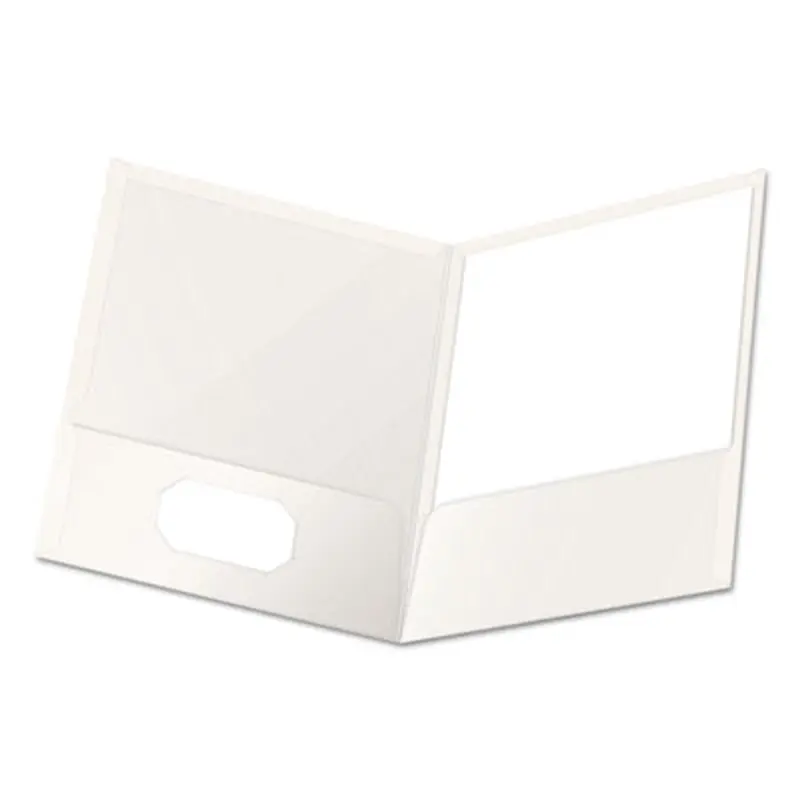 High Gloss Laminated Paperboard Folder, 100-Sheet Capacity, 11 x 8.5, White, 25/Box - Pocket Folders | Oxford