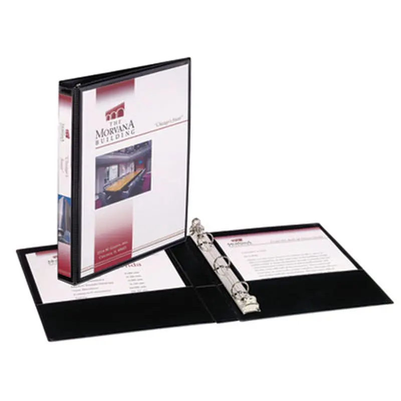 Mini Size Durable View Binder with Round Rings, 3 Rings, 0.5" Capacity, 8.5 x 5.5, Black - Binders | Avery
