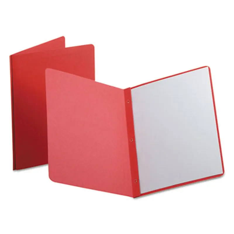 Report Cover, Three-Prong Fastener, 0.5" Capacity, 8.5 x 11, Red/Red, 25/Box - Report Covers | Oxford