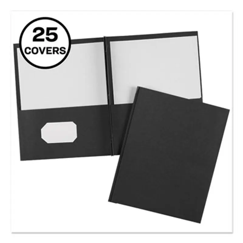 Two-Pocket Folder, Prong Fastener, 0.5" Capacity, 11 x 8.5, Black, 25/Box - Pocket Folders | Avery